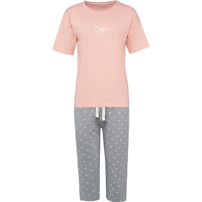 By Louise Dames Capri Korte Pyjama Set Soft Orange - Maat M
