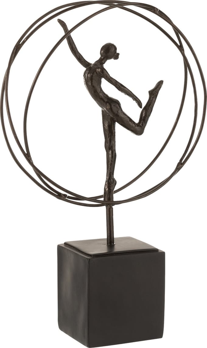 J-Line decoratie Gymnaste In Cirkel - polyresin - donkerbruin