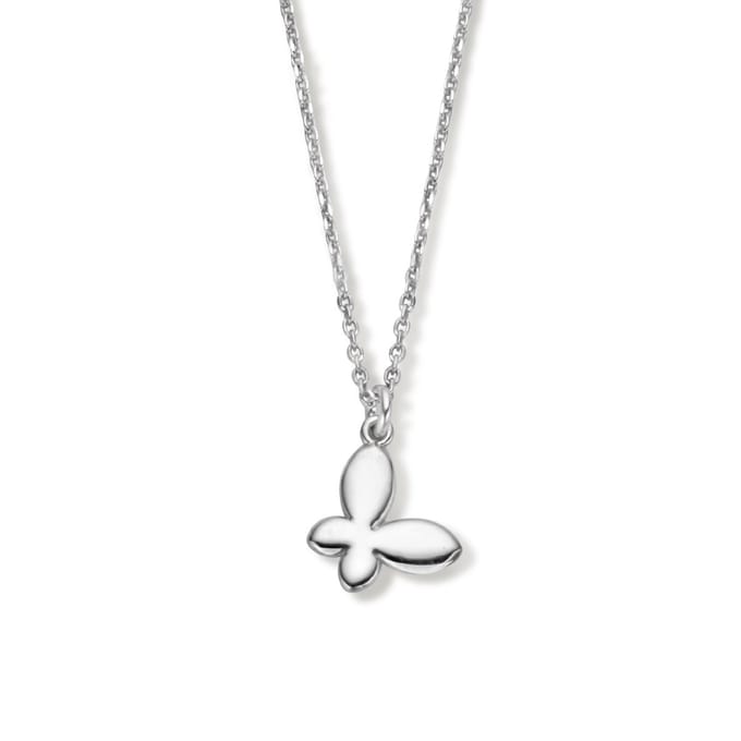 YO&NO Ketting Vlinder - Dames - 42+2cm - Sieraden Vrouw - Gerhodineerd - Zilver 925