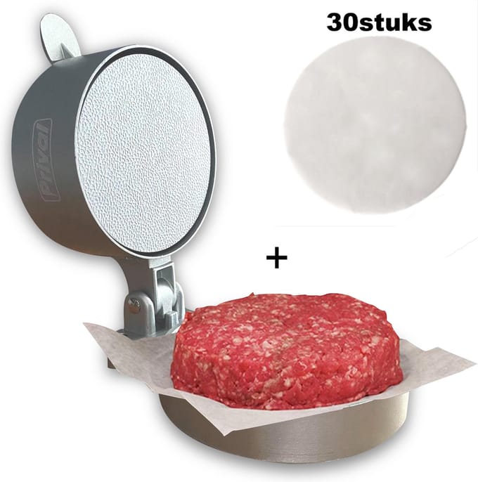 Prival - Hamburgerpers - Burgerpers - Hamburger maker - Antiaanbaklaag - Aluminium