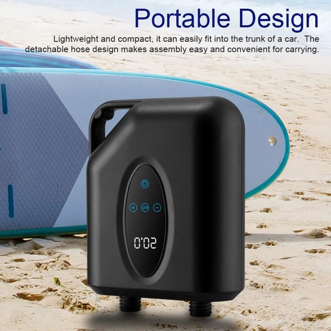Draagbare Paddle Board Pomp 20PSI Hoge Druk Elektrische Luchtcompressor Pomp Opblaaspomp met 6 Type 2 zwart