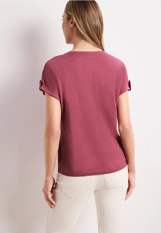 Shirt met gespleten hals en knoopdetails