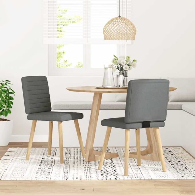 vidaXL - Eetkamerstoelen - 2 - st - stof - donkergrijs