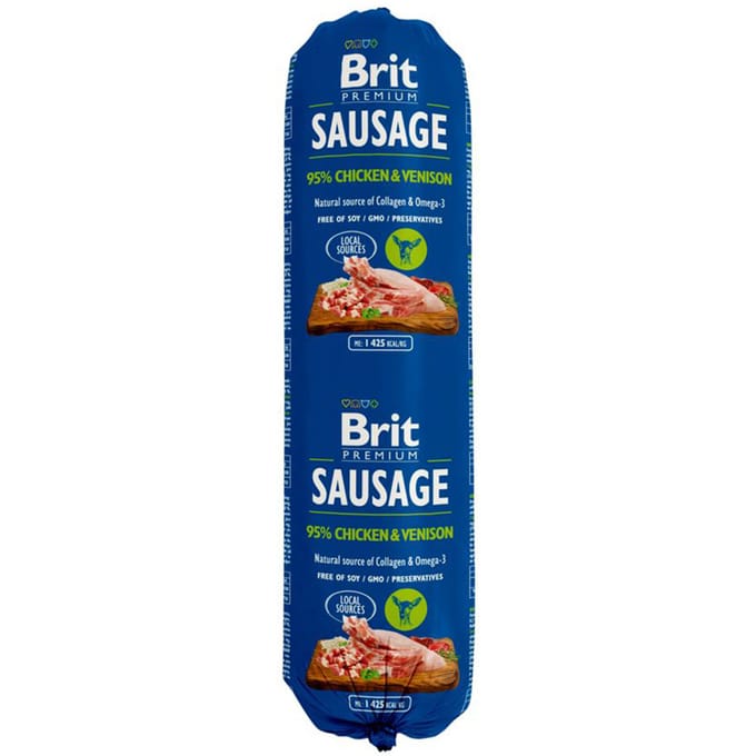 Brit Sausage natvoer - Kip & Wild (24 x 800 g)