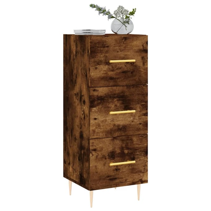 vidaXL - Dressoir - 34,5x34x90 - cm - bewerkt - hout - gerookt - eiken