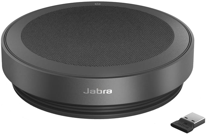 Jabra Speak2 75 UC Speakerphone – Draagbare Conference Speaker – Bluetooth & USB-C/USB-A – Incl. Link 380c Bluetooth-adapter – 32 uur batterij – Donkergrijs