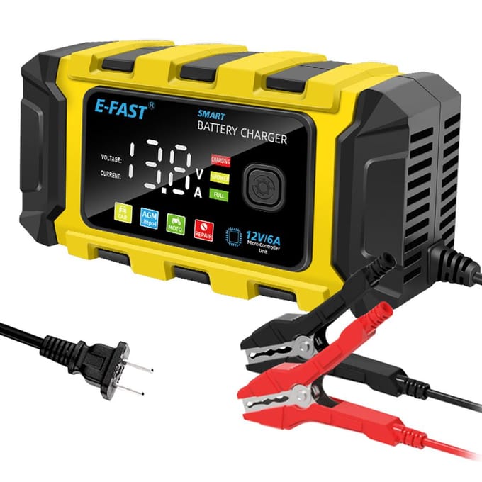 E-FAST Autoladers 12V6A Volautomatische Batterijlader Onderhouder Draagbaar Druppelladen