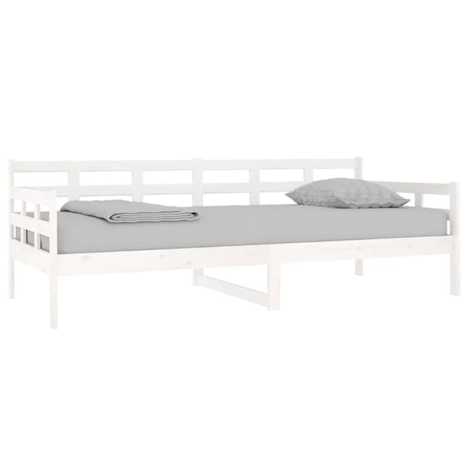 vidaXL - Slaapbank - massief - grenenhout - wit - 90x200 - cm