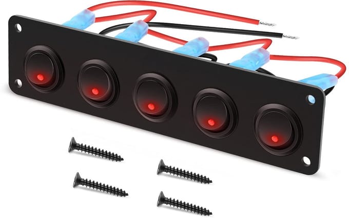 Tuimelschakelaar met Rood LED - 12-24 V voor Auto, Caravan, Vrachtwagen en Boot