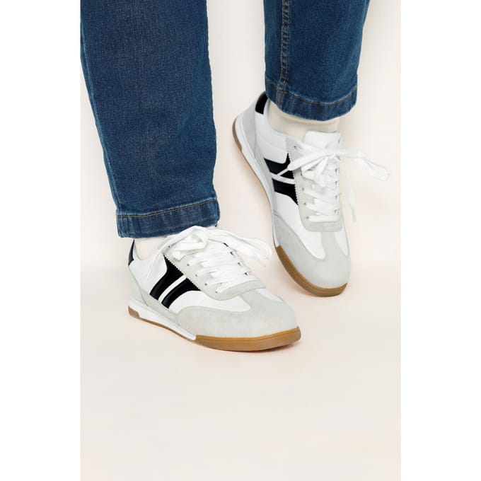 Yours Witte Vetersneaker Met Zijstreep In Brede Epasvormsize 37E