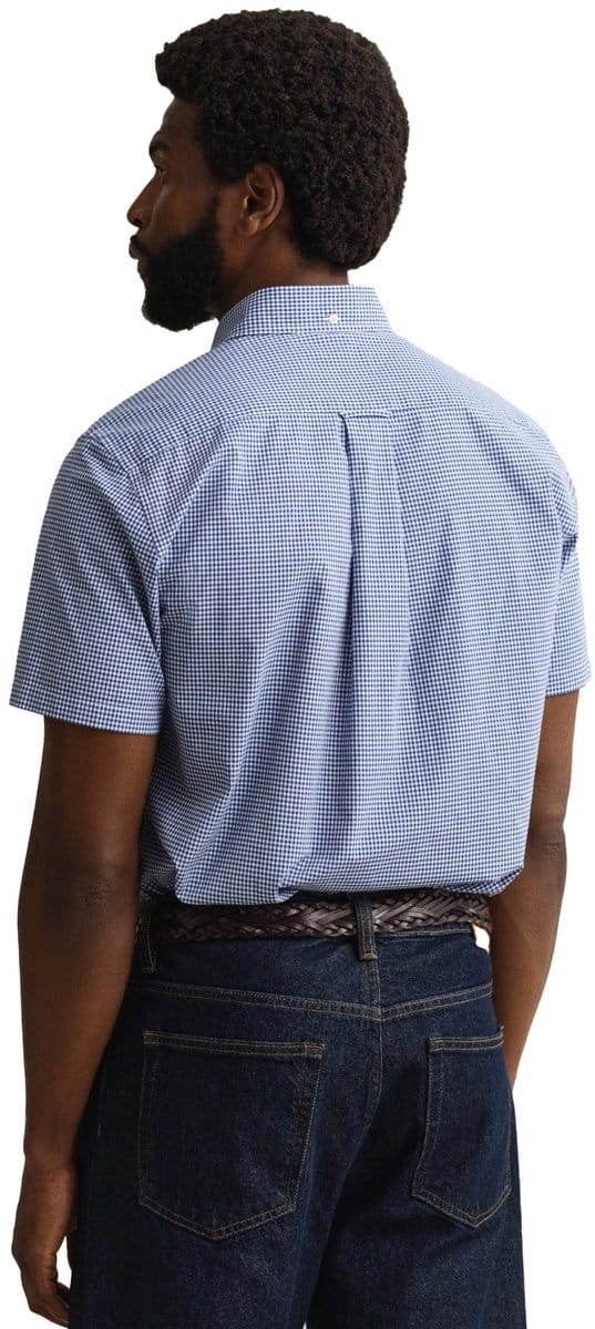 Gant overhemd blauw geruit met borstzak