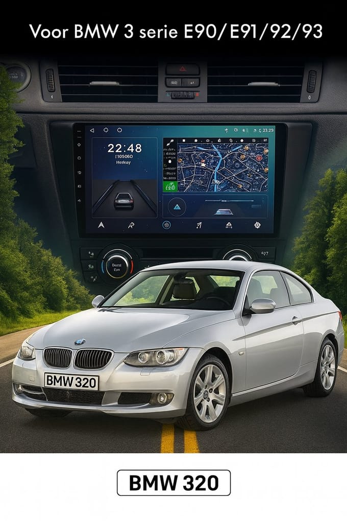 ADIVOX 9 inch geschikt voor BMW 3 Serie E90/E92/E93 Android 15 CarPlay/Auto/Wifi/GPS/RDS/DSP/DAB+