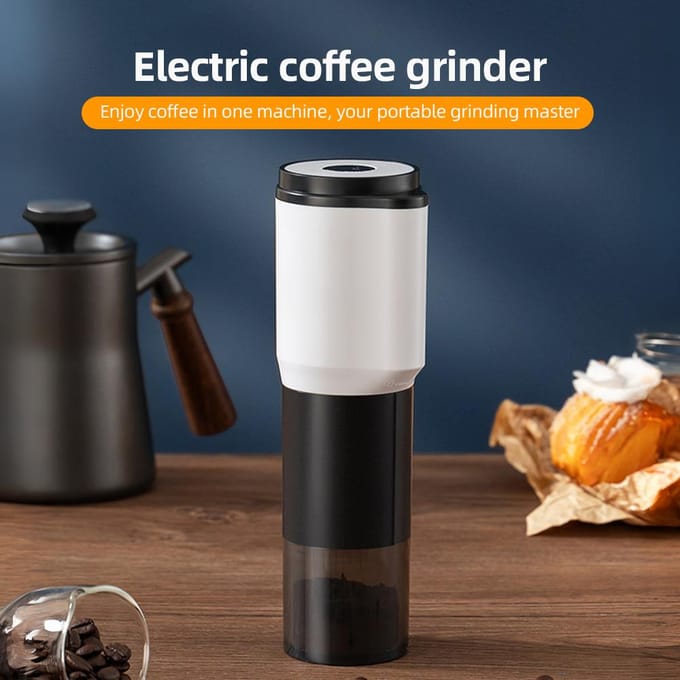 2-in-1 Elektrische en Handmatige Koffiebonenmaler 5 Niveaus Instelbaar met Timing Modus en Auto Stop Electric white