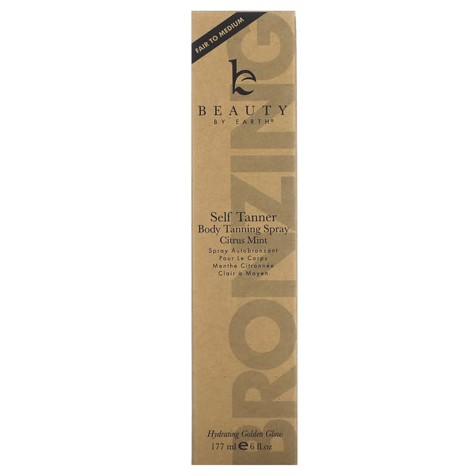Beauty By Earth, Self Tanner, Body Tanning Spray, Citrus Mint, 6 fl oz (177 ml) brown