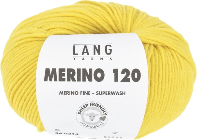 Lang Yarns Merino 120 - 214 geel - Merinowol Garen
