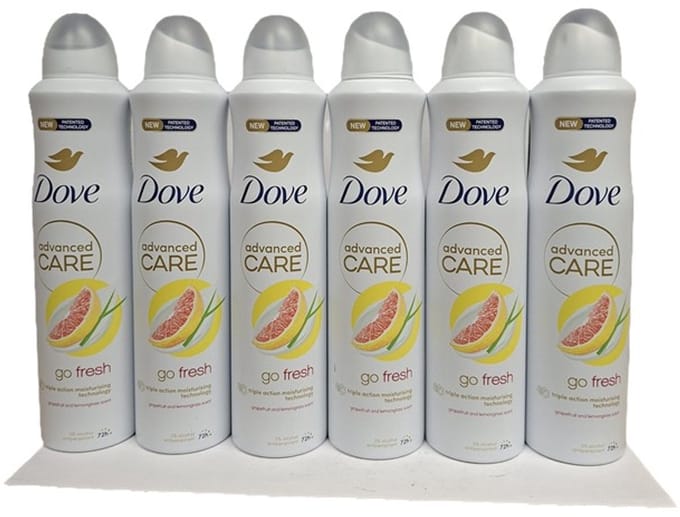 Dove Bodyspray - Advanced Care - Go Fresh - - 72 H - Grapefruit- 6x 250ml