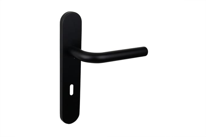 Lavuzo deurkruk Oristano Zwart met afgerond schild SL72 | Per set | Deurklink met schild