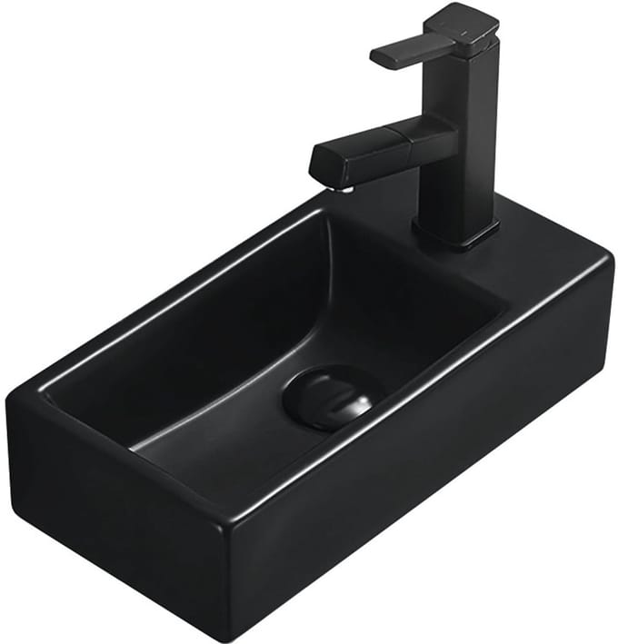 Mexen Inez opbouw waskom links 40 x 20 cm, zwart mat - 21484085L
