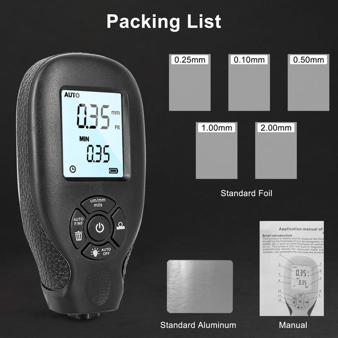 0-2000UM Diktemeter Hoge nauwkeurige LCD Digitale autofilmdiktemeter Autolakcoating
