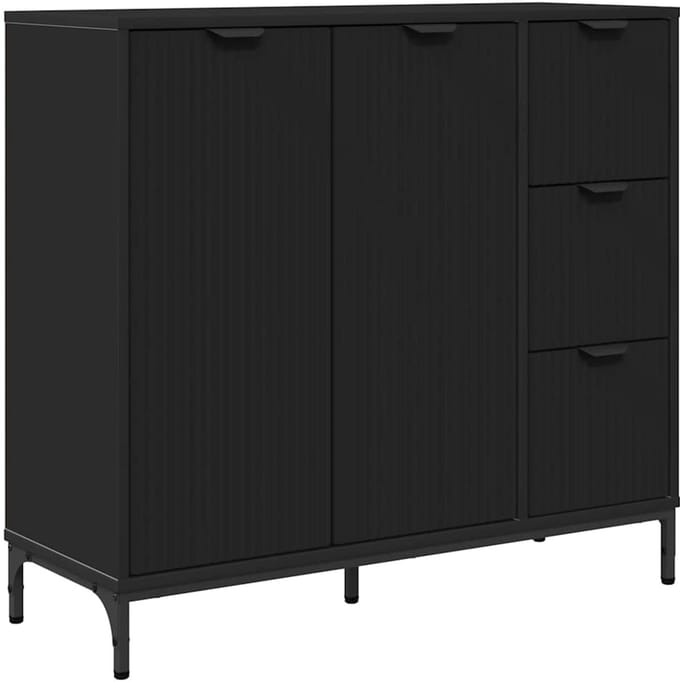 vidaXL - Dressoir - Zwart - 89,5 - x - 33 - x - 82 - cm - Bewerkt - hout