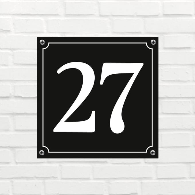 Huisnummerbord Mat zwart Deluxe - Nummer 27 - incl. bevestiging