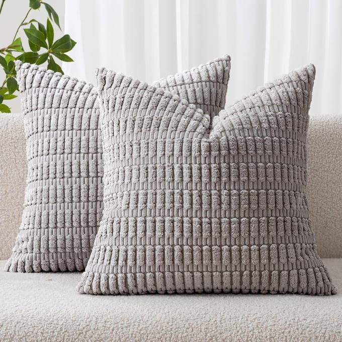 BOTC Kussenhoes 45x45cm - Set van 2 - 100% polyester - effen kleur - Grijs