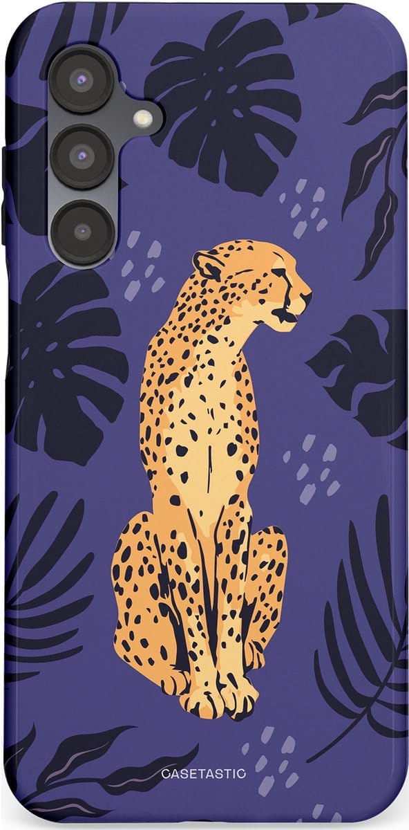 Casetastic hoesje geschikt voor Samsung Galaxy A16 - Dubbellaagse bescherming - Cheetah elegantie - Fashion Case - Donkerblauw