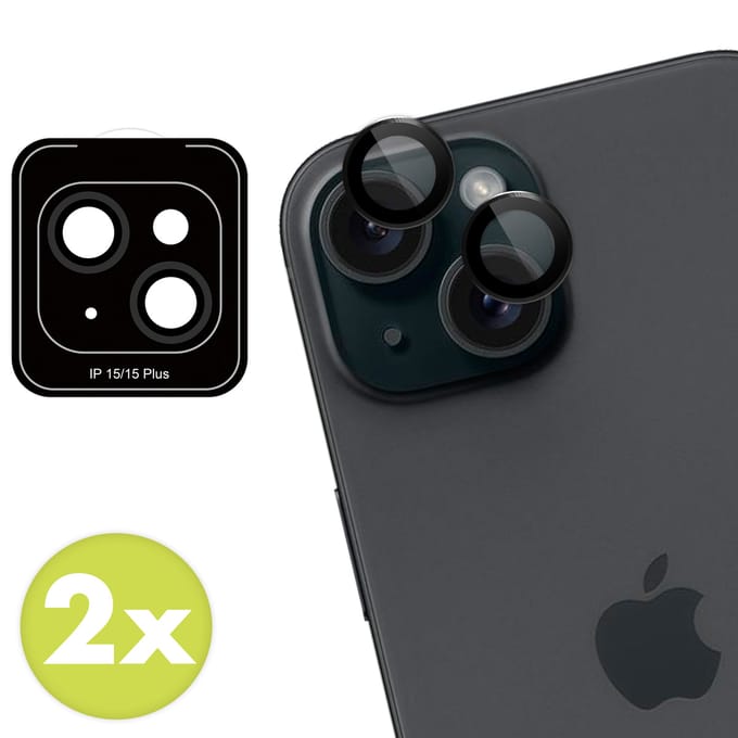 imoshion Camera Lens Protector - Geschikt geschikt voor Apple iPhone 15 Plus/ geschikt voor Apple iPhone 15 - 2 Pack - Black
