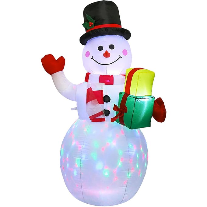 Gonflables de noël en forme de bonhomme de neige, 5 pieds, lumières colorées rotatives à LED, accessoires gonflables de noël US Plug white