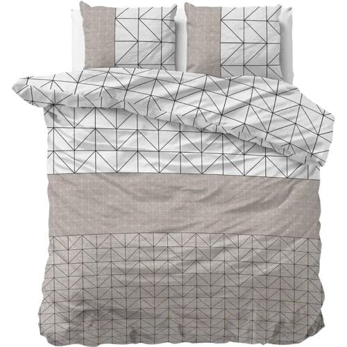 Sleeptime Flanel Gino Dekbedovertrek - Eenpersoons - 140 x 200/220 + 1 kussensloop 60x70 - Taupe