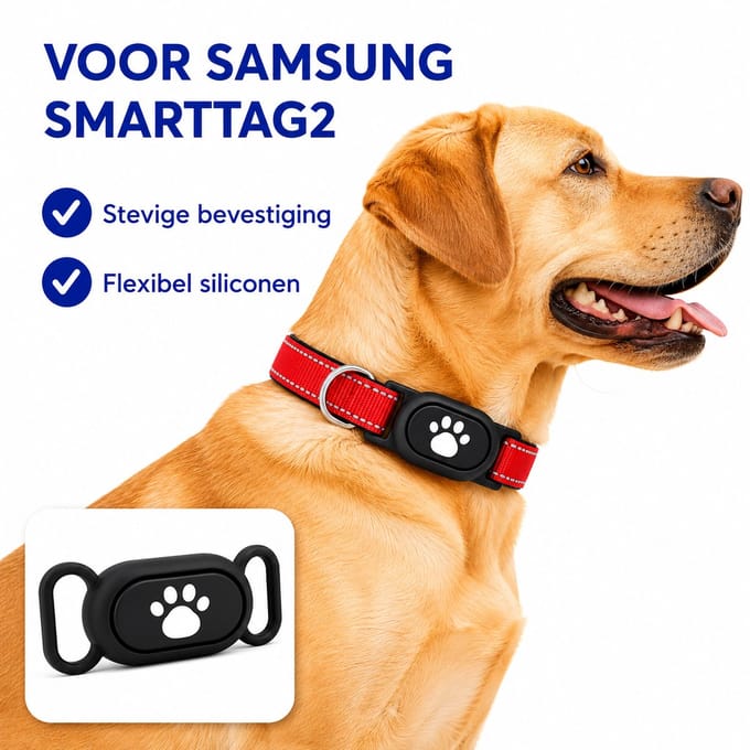 Samsung SmartTag2 Honden Halsband Set Rood - GPS Tracker Houder - Veiligheidssluiting - Verstelbaar - Complete Set - Maat M