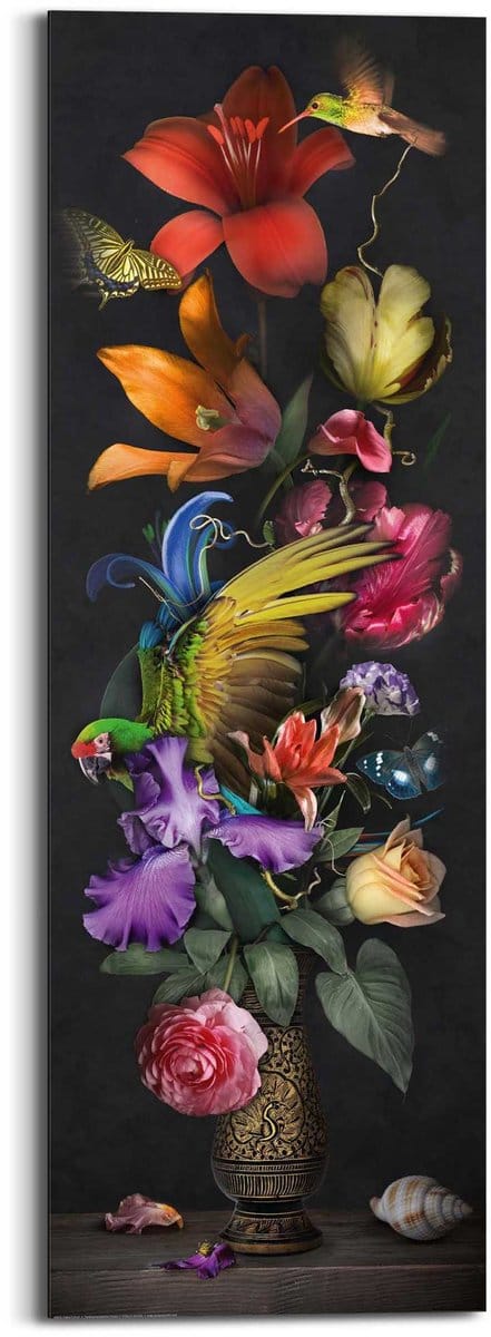 Schilderij Flower Portrait - 90 x 30 - Hout - REINDERS