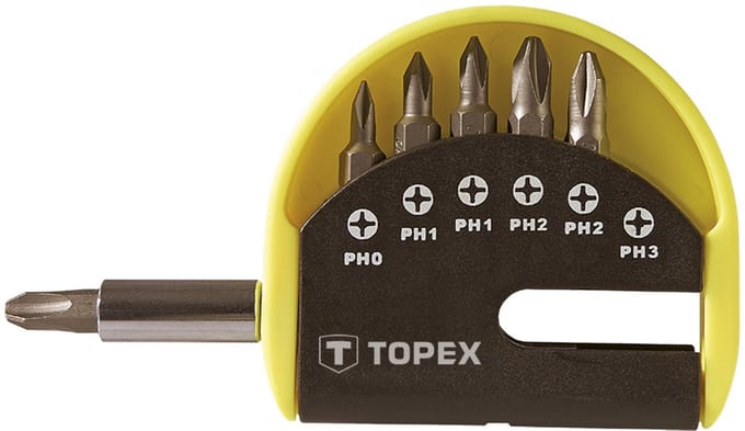 Grupa Topex Serie - Schroefbitset met Houder - 7 Stuks - Chroom-Vanadium Staal - Ergonomische Ontwerp