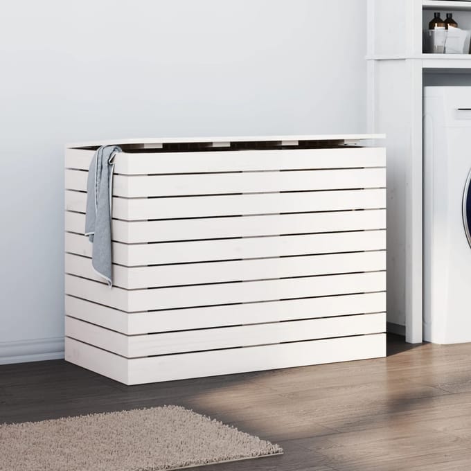 vidaXL - Wasmand - 88,5x44x66 - cm - massief - grenenhout - wit