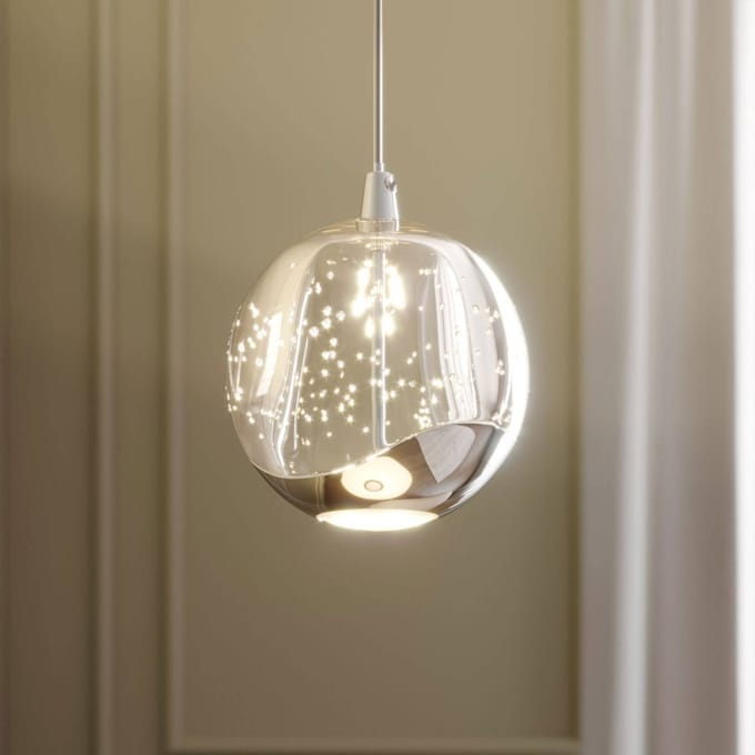 Lucande LED hanglamp Hayley, Ø 9 cm, chroomkleurig, glas