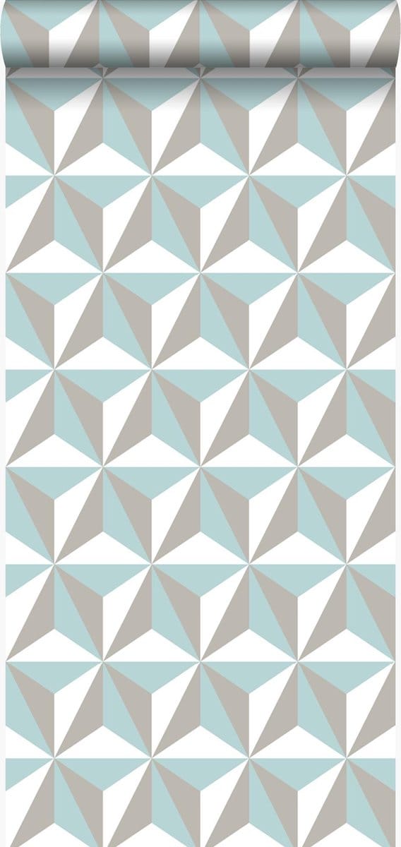 Origin Wallcoverings behang grafisch 3D motief celadon groen - 53 cm x 10.05 m - 347446
