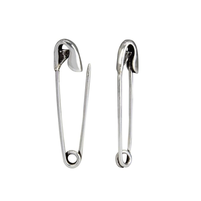 Joy|S - Zilveren veiligheidsspeld oorbellen - 5 x 25 mm - geoxideerd - t97