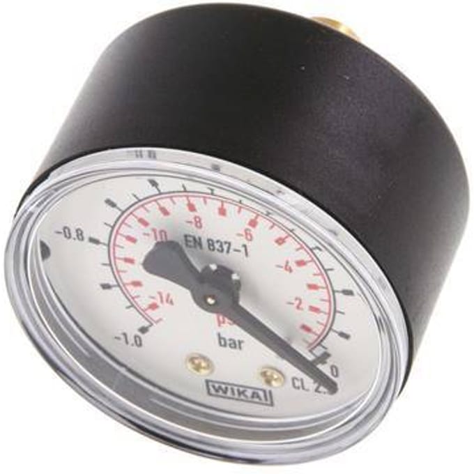 1..0 Bar Manometer Achteraansluiting Kunststof/Messing 50 mm Klasse 2.5