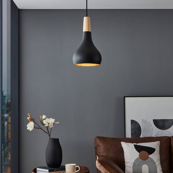 EGLO Sabinar Hanglamp - E27 - Ø 18 cm - Zwart|Bruin