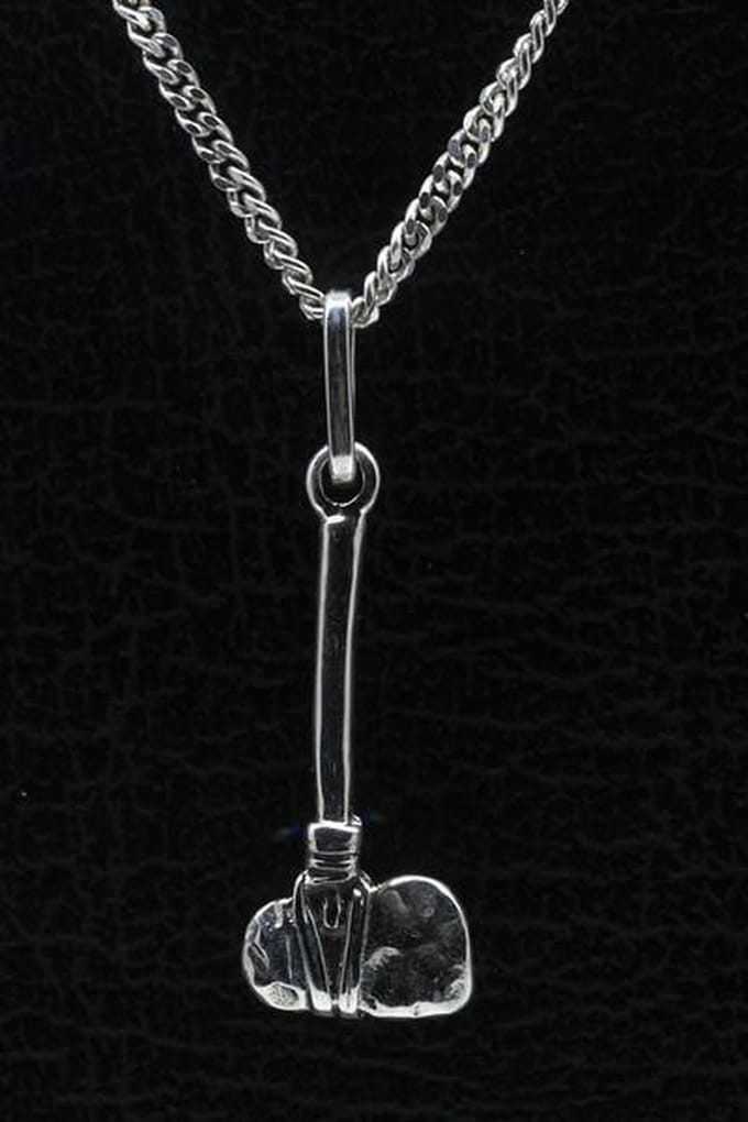 Zilveren Stenen bijl ketting hanger