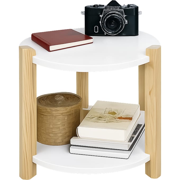 SoBuy Bijzettafel - Hout - Ø31 cm - Wit