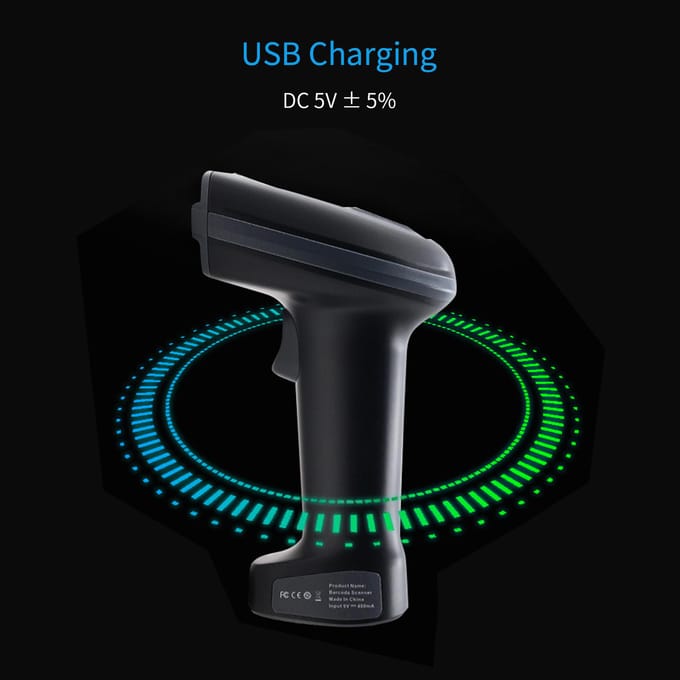 Lecteur de codes à barres portable 1D/2D/QR sans fil BT et lecteur de codes à barres filaire USB 2.4G capteur d'image CMOS gray