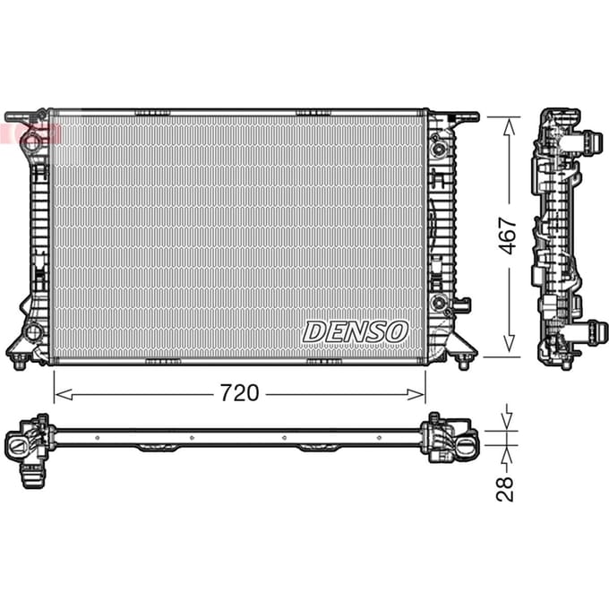 Radiator, motorkoeling DENSO DRM02021