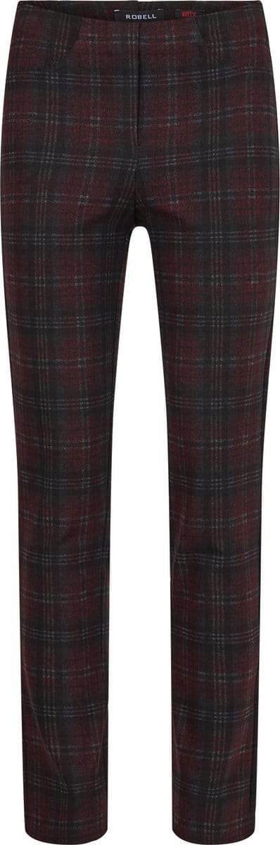 Robell Bella Flanelle Ruit Broek Rood Maat 46
