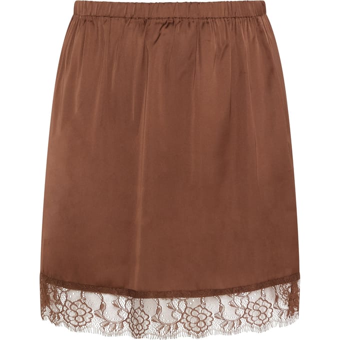Limited Collection Chocoladebruin Satijnen Shorts Met Kanten Zoom Size 48