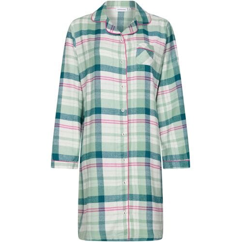 Pastunette - Flannel Check - Nachthemd - Doorknoop - Groen/Wit/Roze - Flanel - Maat 36