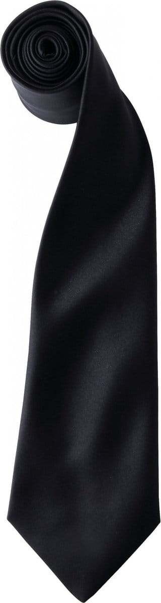 Premier 'Colours' Satin Tie PR750 - Black - One size