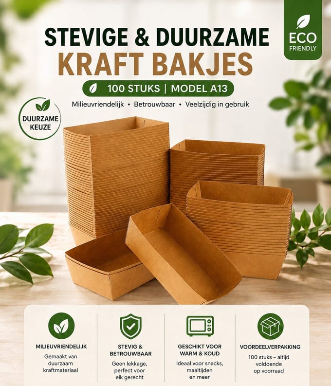 Snackbak A13 - 100st. - bruin - kraft - 130x78x43mm - IMES PACK