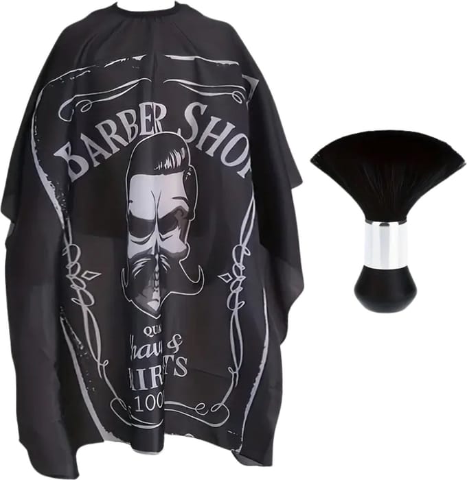 Nivard Baardschort - Beard Bib - Scheerschort - Baard Cape - Kappersmantel - Kapmantel - Zwart