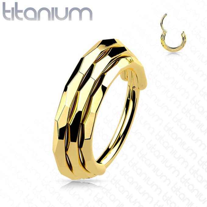 Piercing titanium triple Lined Faceted 1.2x10 - goud - LMPiercings